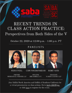 Recent Trends in Class Action Practice: Perspectives from Both Sides of the V - October 22, 2020, 12:00-1:00 PM