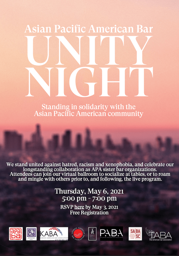 Asian Pacific American Bar Unity Night - Thursday, May 6, 2021, 5:00 - 6:00 PM